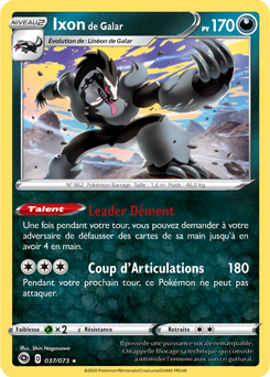 Carte Pokémon Ixon de Galar 037/073 de la série La Voie du Maître en vente au meilleur prix