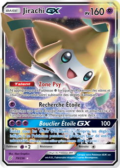 Carte Pokémon Jirachi GX 79/236 de la série Harmonie des Esprits en vente au meilleur prix