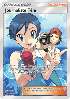 Carte Pokémon Dresseur Full Art Journaliste Télé 167/168 de la série Tempête Céleste