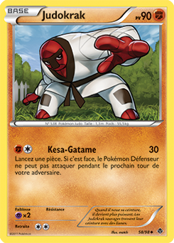 Carte Pokémon Peu commune Judokrak 58/98 de la série Pouvoirs Émergents