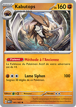 Carte Pokémon Kabutops 141/165 de la série 151 en vente au meilleur prix