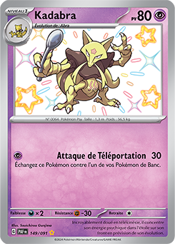 Carte Pokémon Kadabra 149/91 de la série Destinées de Paldea en vente au meilleur prix