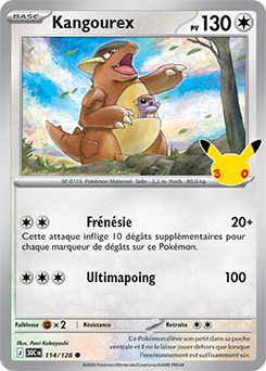 Carte Pokémon Communes Kangourex 114/128 de la série 30e Anniversaire