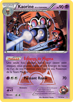 Carte Pokémon Holographique Rare Kaorine de la Team Magma 11/34 de la série Double Danger