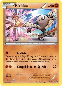 Carte Pokémon Peu commune Kicklee 47/111 de la série Poings Furieux