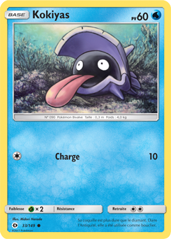 Carte Pokémon Commune Kokiyas 33/149 de la série Soleil & Lune