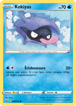Carte Pokémon Commune Kokiyas 40/202 de la série Épée et Bouclier