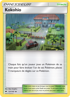 Carte Pokémon Peu commune Kokohio 121/147 de la série Ombres Ardentes