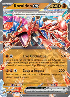 Carte Pokémon Koraidon ex 121/217 de la série Héros Transcendants en vente au meilleur prix