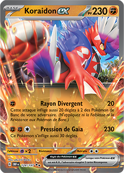 Carte Pokémon Koraidon ex 124/197 de la série Flammes Obsidiennes en vente au meilleur prix