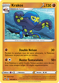 Carte Pokémon Rare Krakos 101/185 de la série Voltage Éclatant