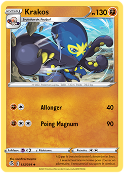 Carte Pokémon Peu commune Krakos 153/264 de la série Poing de Fusion