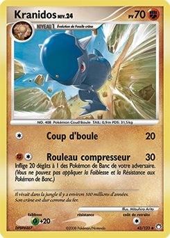Carte Pokémon Peu commune Kranidos 43/123 de la série Trésors Mystérieux