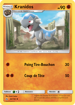 Carte Pokémon Peu commune Kranidos 64/156 de la série Ultra Prisme