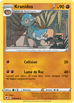 Carte Pokémon Peu commune Kranidos 076/189 de la série Astres Radieux
