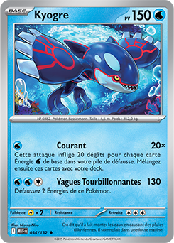 Carte Pokémon Rare Kyogre 34/132 de la série Méga-Évolution