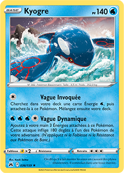 Carte Pokémon Holographique rare Kyogre 036/159 de la série Zénith Suprême