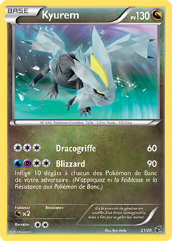 Carte Pokémon Holographique Secrète Kyurem 21/20 de la série Coffre des Dragons