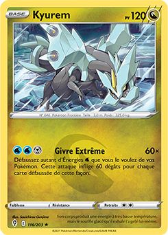 Carte Pokémon Holographique rare Kyurem 116/203 de la série Évolution Céleste