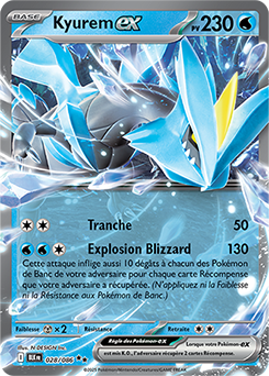 Carte Pokémon Double rare Kyurem ex 28/86 de la série Foudre Noire