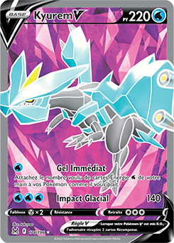 Carte Pokémon Full Art V Kyurem V 174/196 de la série Origine Perdue