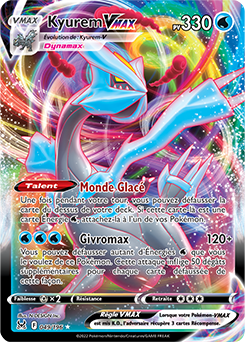 Carte Pokémon Ultra rare VMAX Kyurem VMAX 049/196 de la série Origine Perdue