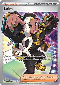 Carte Pokémon Ultra rare Laïm 221/197 de la série Flammes Obsidiennes