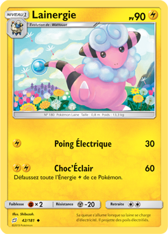 Carte Pokémon Peu commune Lainergie 42/181 de la série Duo de Choc