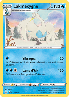 Carte Pokémon Peu commune Lakmecygne 047/196 de la série Origine Perdue