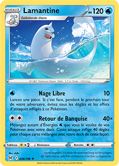 Carte Pokémon Rare Lamantine 034/196 de la série Origine Perdue