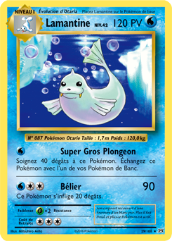 Carte Pokémon Rare Lamantine 29/108 de la série Évolutions