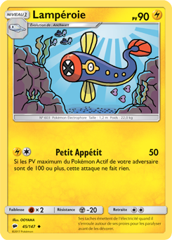 Carte Pokémon Peu commune Lampéroie 45/147 de la série Ombres Ardentes