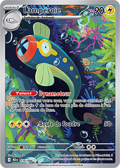 Carte Pokémon Illustration rare Lampéroie 114/86 de la série Foudre Noire