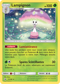 Carte Pokémon Holographique Rare Lampignon 17/149 de la série Soleil & Lune