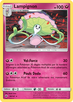 Carte Pokémon Rare Lampignon 98/147 de la série Ombres Ardentes