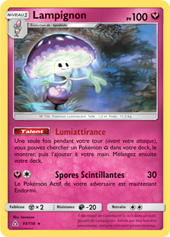 Carte Pokémon Rare Lampignon 93/156 de la série Ultra Prisme