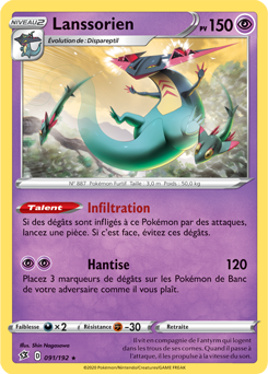 Carte Pokémon Holographique rare Lanssorien 91/192 de la série Clash des Rebelles