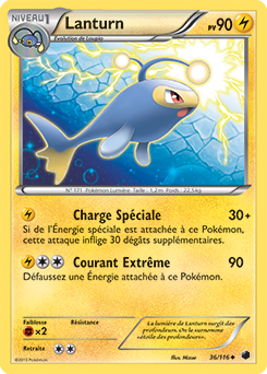 Carte Pokémon Peu commune Lanturn 36/116 de la série Glaciation Plasma