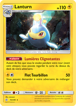 Carte Pokémon Lanturn 72/236 de la série Éclipse Cosmique en vente au meilleur prix