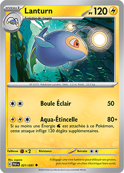 Carte Pokémon Lanturn 21/91 de la série Destinées de Paldea en vente au meilleur prix