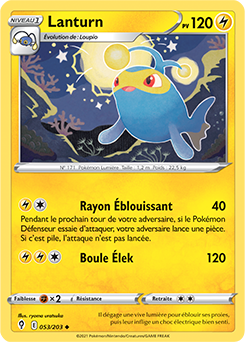 Carte Pokémon Peu commune Lanturn 53/203 de la série Évolution Céleste