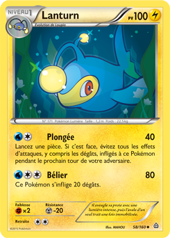 Carte Pokémon Peu commune Lanturn 58/160 de la série Primo Choc