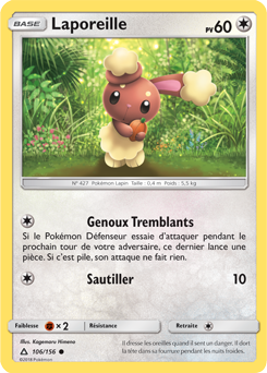 Carte Pokémon Commune Laporeille 106/156 de la série Ultra Prisme