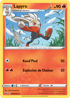 Carte Pokémon Lapyro 33/202 de la série Épée et Bouclier en vente au meilleur prix