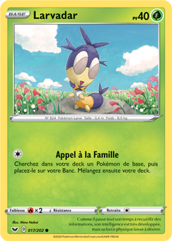 Carte Pokémon Commune Larvadar 17/202 de la série Épée et Bouclier