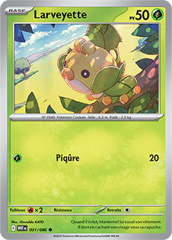 Carte Pokémon Communes Larveyette 1/86 de la série Flamme Blanche