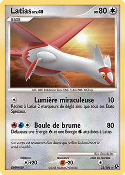 Carte Pokémon Rare Latias 22/106 de la série Duels au Sommet
