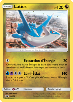 Carte Pokémon Latios SM136 de la série Promos Soleil et Lune en vente au meilleur prix