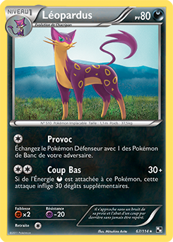 Carte Pokémon Rare Léopardus 67/114 de la série Noir & Blanc