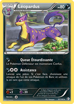 Carte Pokémon Holographique Rare Léopardus 91/149 de la série Frantières Franchies